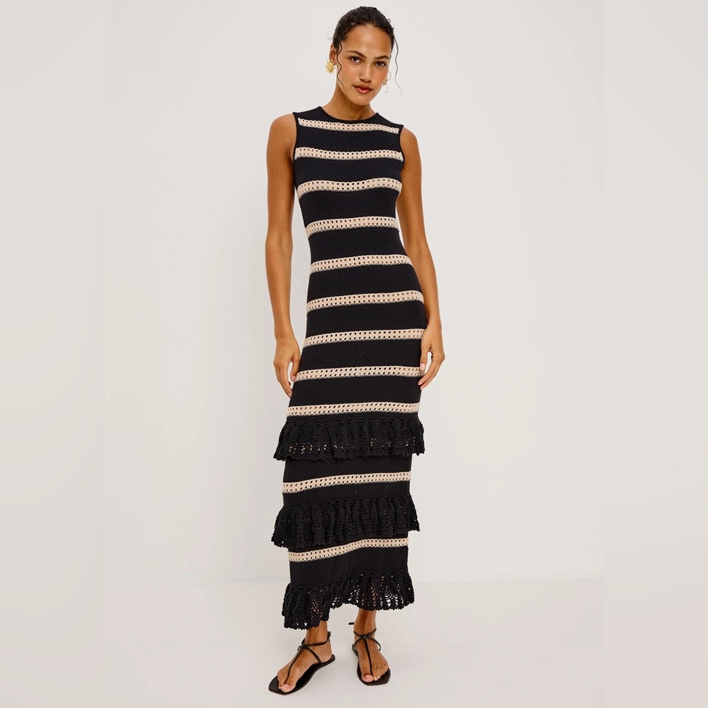 Rails Ana Dress- Black Oat Stripe - Picture 2 of 4